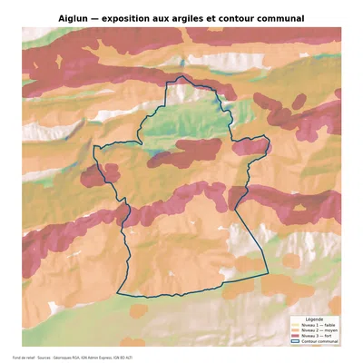 Carte d’exposition au retrait-gonflement des argiles à Aiglun