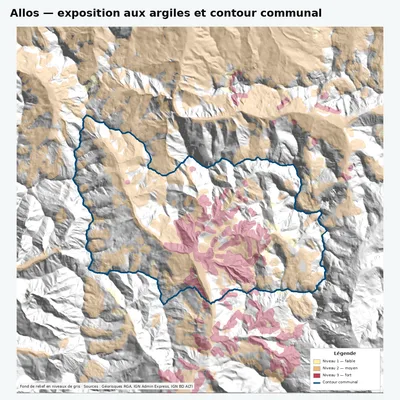 Carte des argiles sur la commune de Allos