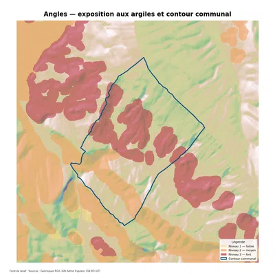 Carte d’exposition au retrait-gonflement des argiles à Angles