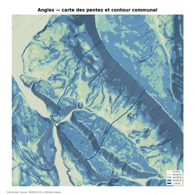 Carte des pentes sur la commune de Angles