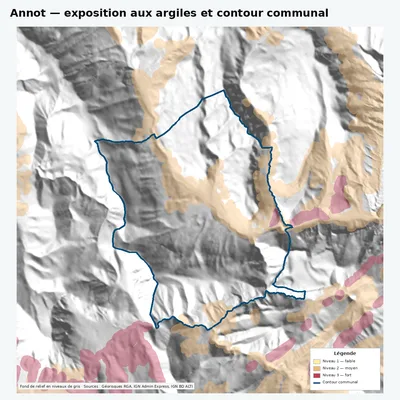 Carte des argiles sur la commune de Annot