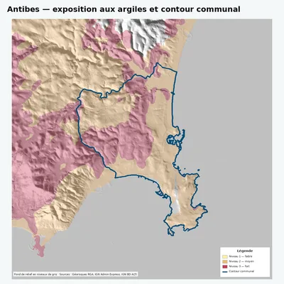 Carte des argiles sur la commune de Antibes