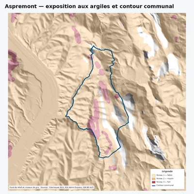 Carte argiles RGA de Aspremont avec contour communal