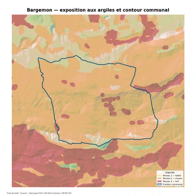 Carte d’exposition au retrait-gonflement des argiles à Bargemon