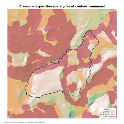 Carte d’exposition au retrait-gonflement des argiles à Brenon