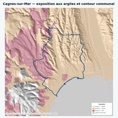 Carte des argiles sur la commune de Cagnes-sur-Mer