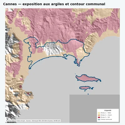 Carte des argiles sur la commune de Cannes