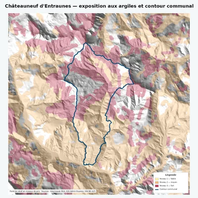 Carte argiles RGA de Châteauneuf d\ avec contour communal