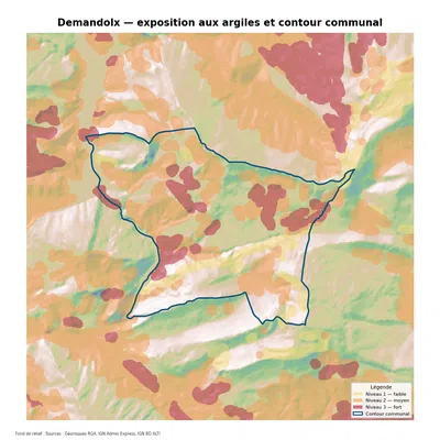 Carte d’exposition au retrait-gonflement des argiles à Demandolx