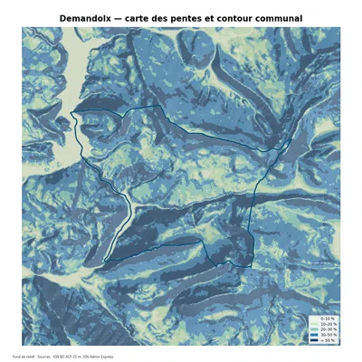 Carte des pentes sur la commune de Demandolx