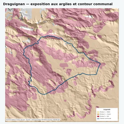 Carte des argiles sur la commune de Draguignan
