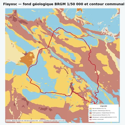 Carte géologique BRGM de Flayosc avec contour communal