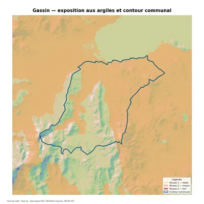 Carte d’exposition au retrait-gonflement des argiles à Gassin
