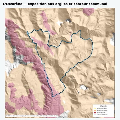 Carte argiles RGA de L\ avec contour communal
