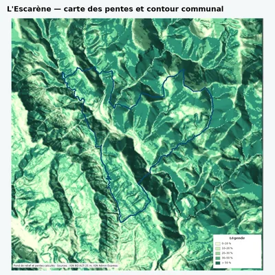 Carte des pentes de L\ avec contour communal