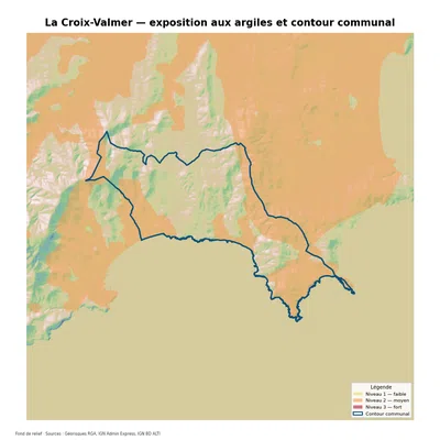 Carte d’exposition au retrait-gonflement des argiles à La Croix-Valmer