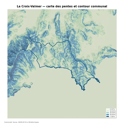 Carte des pentes sur la commune de La Croix-Valmer