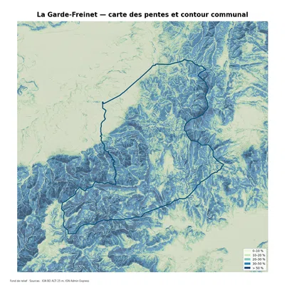 Carte des pentes sur la commune de La Garde-Freinet