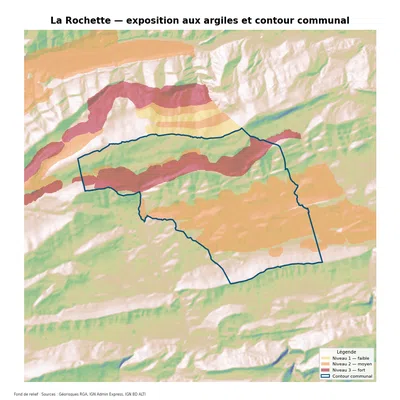 Carte d’exposition au retrait-gonflement des argiles à La Rochette