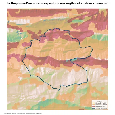 Carte d’exposition au retrait-gonflement des argiles à La Roque-en-Provence
