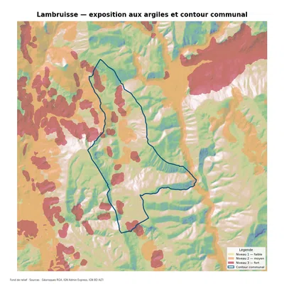 Carte d’exposition au retrait-gonflement des argiles à Lambruisse