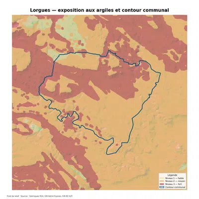 Carte d’exposition au retrait-gonflement des argiles à Lorgues