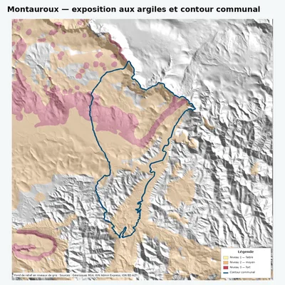 Carte des argiles sur la commune de Montauroux