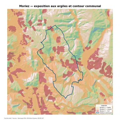 Carte d’exposition au retrait-gonflement des argiles à Moriez