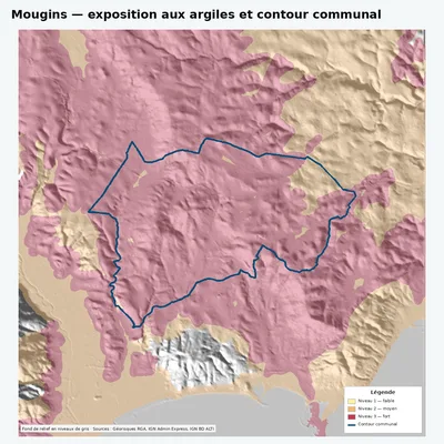 Carte des argiles sur la commune de Mougins
