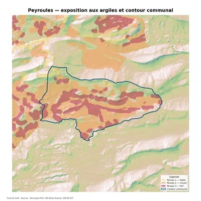 Carte d’exposition au retrait-gonflement des argiles à Peyroules
