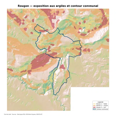 Carte d’exposition au retrait-gonflement des argiles à Rougon