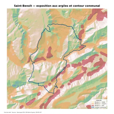 Carte d’exposition au retrait-gonflement des argiles à Saint-Benoît