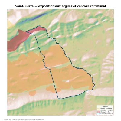 Carte d’exposition au retrait-gonflement des argiles à Saint-Pierre