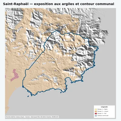 Carte des argiles sur la commune de Saint-Raphaël