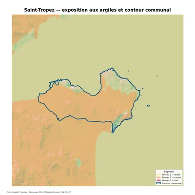 Carte d’exposition au retrait-gonflement des argiles à Saint-Tropez