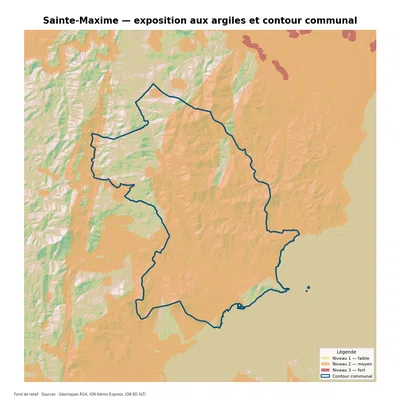 Carte d’exposition au retrait-gonflement des argiles à Sainte-Maxime