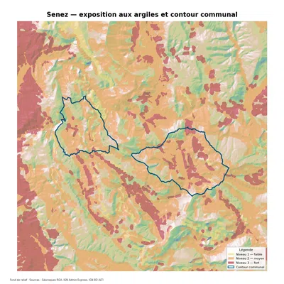 Carte d’exposition au retrait-gonflement des argiles à Senez