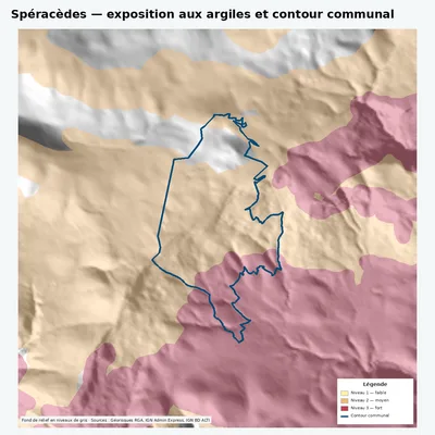 Carte argiles RGA de Spéracèdes avec contour communal
