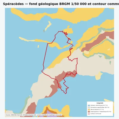 Carte géologique BRGM de Spéracèdes avec contour communal