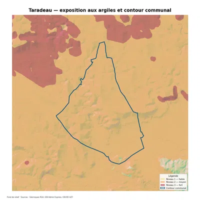 Carte d’exposition au retrait-gonflement des argiles à Taradeau