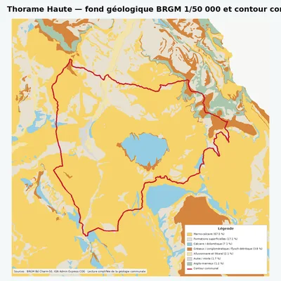 Carte géologique BRGM de Thorame Haute avec contour communal