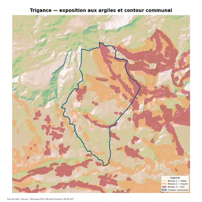 Carte d’exposition au retrait-gonflement des argiles à Trigance