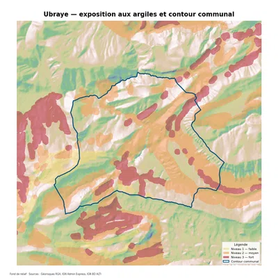 Carte d’exposition au retrait-gonflement des argiles à Ubraye