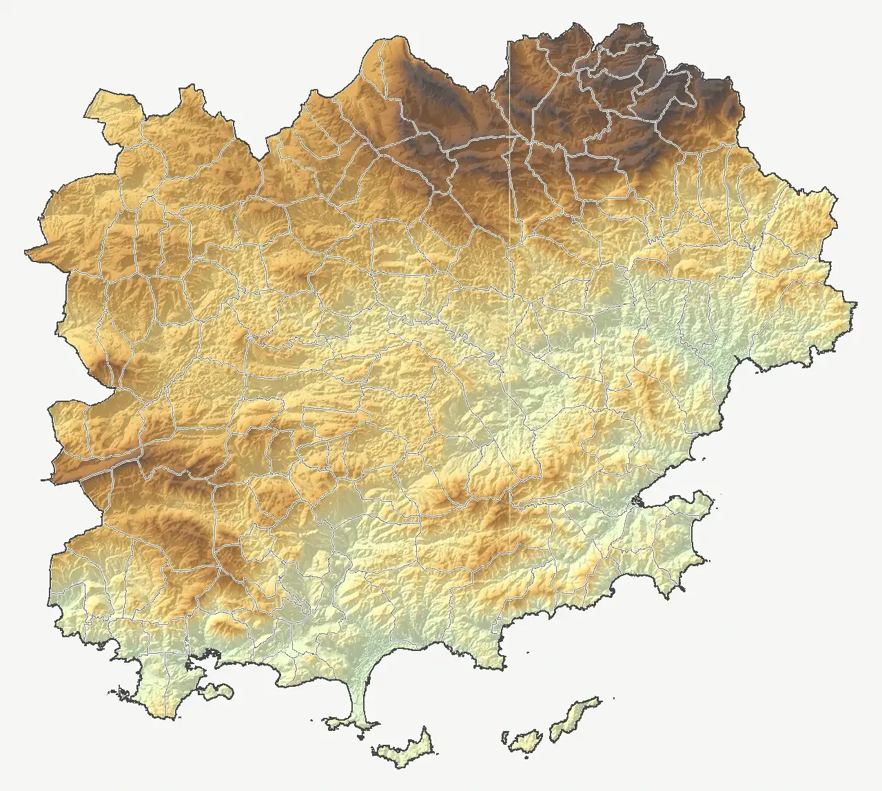 Fond topographique du département Var